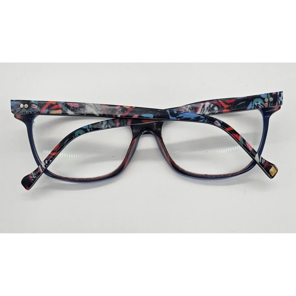 Vera Bradley Eyeglasses Frames Blue Floral Patterned Arms Womens Optical Glasses